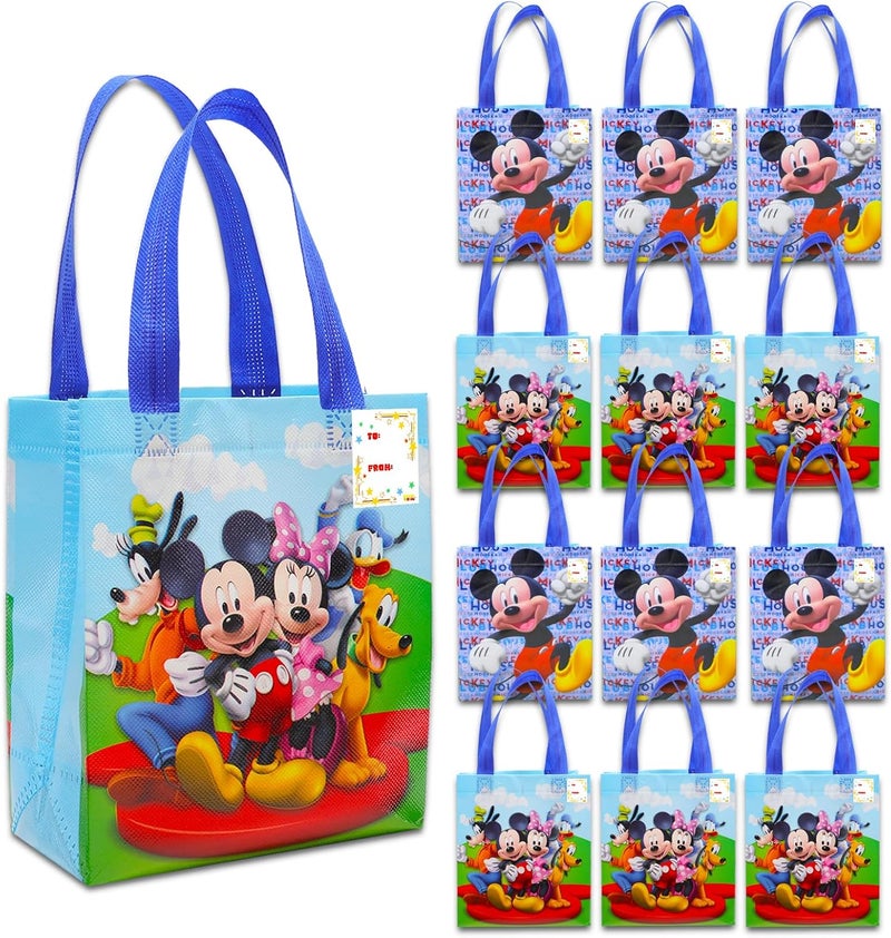 Disney Mickey and Friends Party Favor Bags Set – 12 Pack of 8" Mickey Mouse Party Goodie Bags for Kids Bulk Reusable Totes | Birthday Party Supplies - Image 1